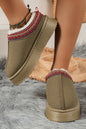 Chestnut Contrast Print Suede Plush Lined Snow Elzeon Boots