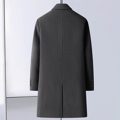 Handmade Double-faced Woolen Goods Mid-length Suit Collar Goose Down Removable Liner Casual Coat