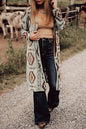 Sky Blue Western Aztec Printed Open Front Long Elzeon Cardigan