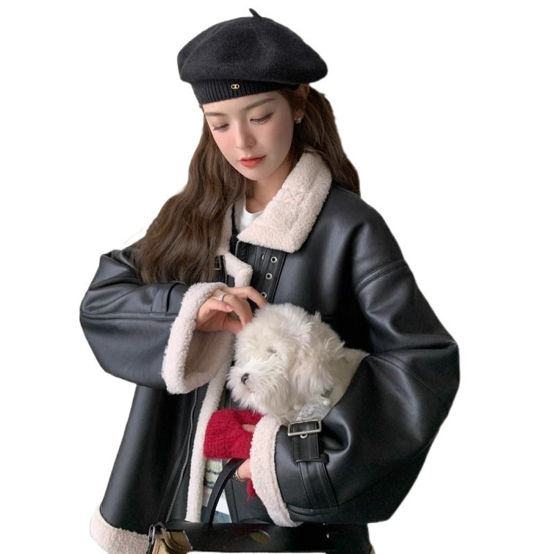 Motorcycle Clothing Coat Lamb Winter Loose