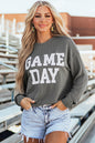 Bluing Corded GAME DAY Graphic Long Sleeve Crewneck Top