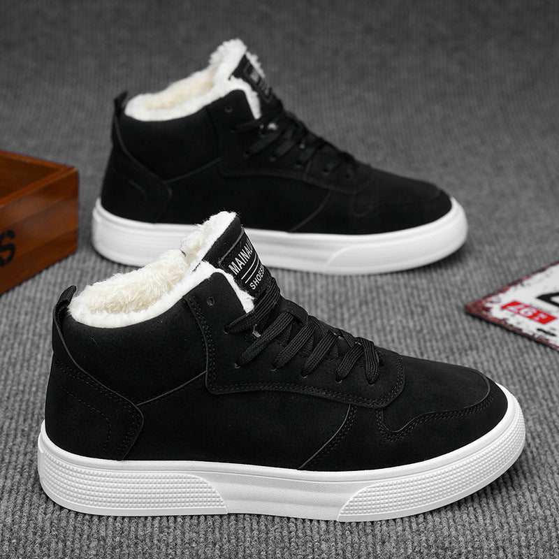 Plus Size Men's High-top Winter Warm Fleece-lined Casual Fashion Sports Cotton Shoes