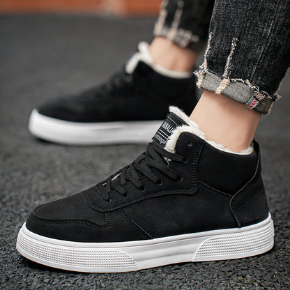 Plus Size Men's High-top Winter Warm Fleece-lined Casual Fashion Sports Cotton Shoes