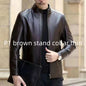 Leather Jacket For Middle-aged Men Leather Elzeon Clothing With Stand Collar Men Fleece-lined