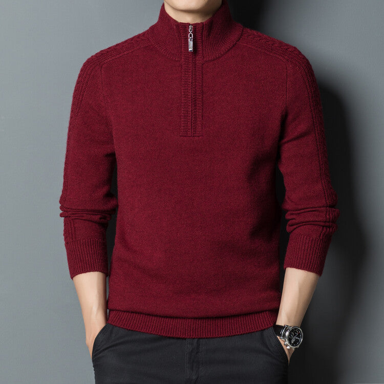 Zipper High Neck Thickened Woolen Elzeon Sweater