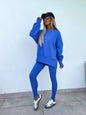 Sweater Suit Women's Elzeon Casual Loose Long Sleeve Crew Neck Split Top Tight Trousers