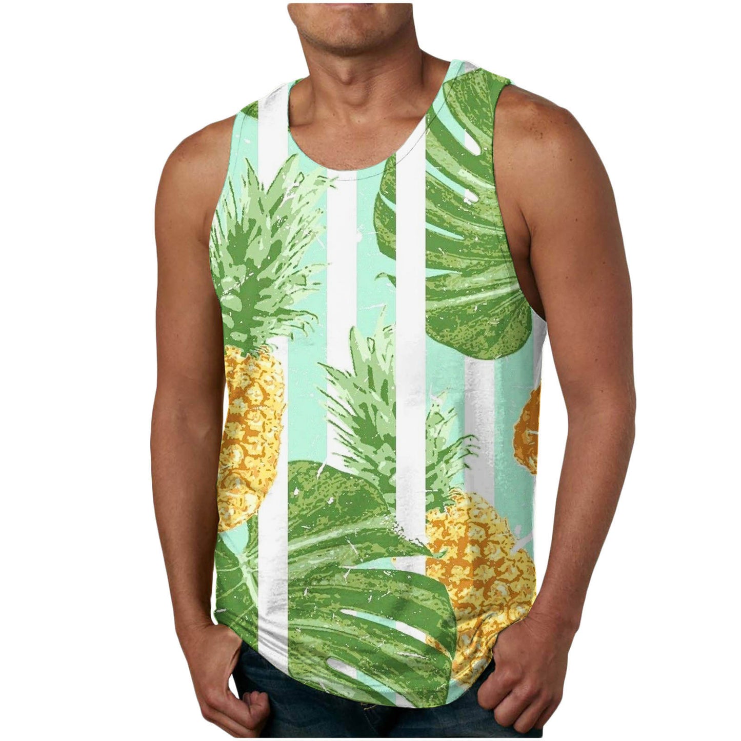 Trendy Men's Clothing Vest Printed Beach Casual Sports Men Vest