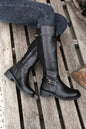 Black Side Zipper Knee High Chunky Low Heel Elzeon Boots