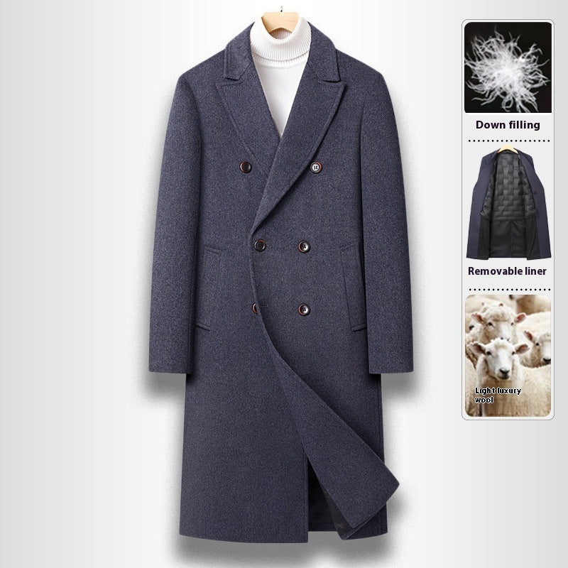 Double Breasted Long Woolen Elzeon Men's Coat