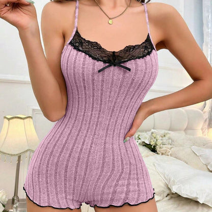 Women's Fashion Butterfly Back Pajamas Lace Strap One-piece Elzeon Pajamas