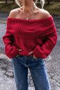 Racing Red Off-the-shoulder Knit Elzeon Sweater