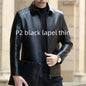 Leather Jacket For Middle-aged Men Leather Elzeon Clothing With Stand Collar Men Fleece-lined