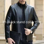 Leather Jacket For Middle-aged Men Leather Elzeon Clothing With Stand Collar Men Fleece-lined